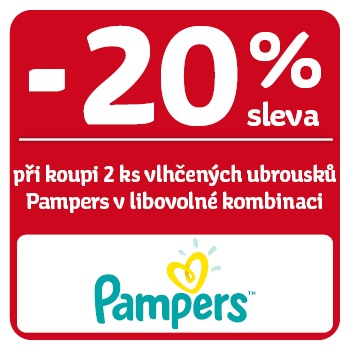 Využijte neklubové nabídky - sleva 20 % na vlhčené ubrousky Pampers při koupi 2 ks v libovolné kombinaci!