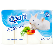 Q-Soft Kuchyňské utěrky extra savé 3 vrstvé 4 ks 
