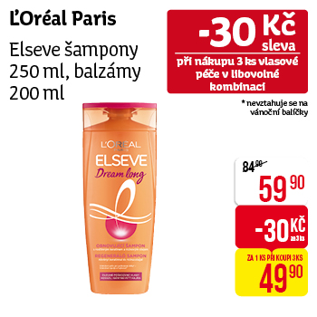 L'Oréal Paris - Elseve šampony 250ml, balzámy 200ml