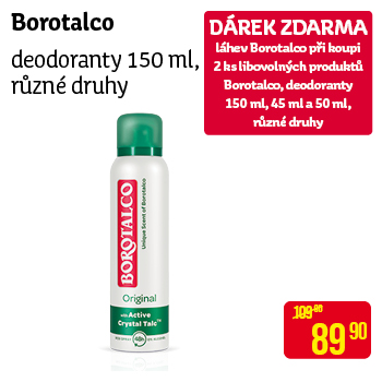 Borotalco - deodoranty 150 ml, různé druhy