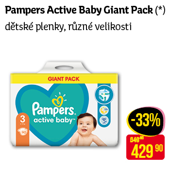Pampers Active Baby Ciant Pack - dětské plenky různé velikosti