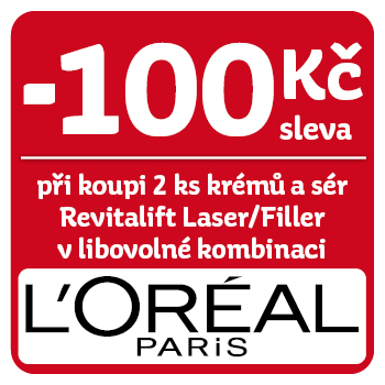 Využijte neklubové nabídky - sleva 100 Kč na krémy a séra Revitalift Laser/Filler značky L'Oréal Paris při koupi 2 ks v libovolné kombinaci !