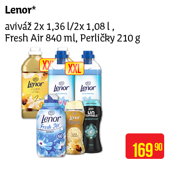 Lenor - aviváž 2x 1,36l/2x 1,08 l Fresh Air 840 ml Perličky 210 g