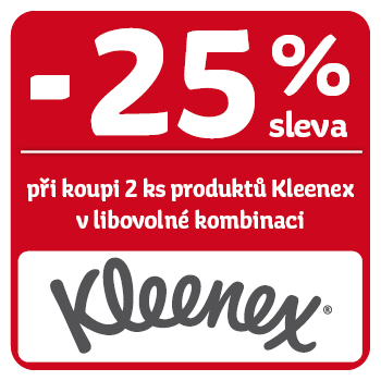 Využijte neklubové nabídky - sleva 25% na Kleenex při koupi 2 ks v libovolné kombinaci!