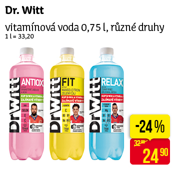Dr.Witt - vitamínová voda 0,75 l, různé druhy