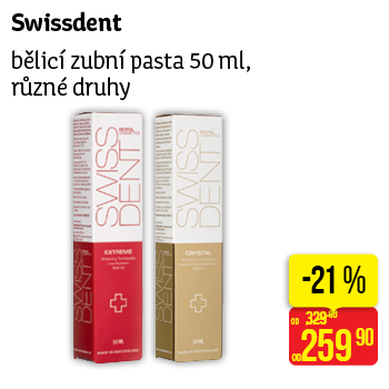 Swissdent - bělicí zubní pasta 50 ml, různé druhy