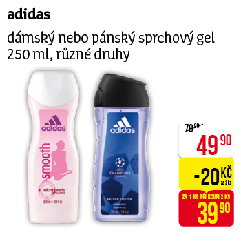 adidas - dámský nebo pánský sprchový gel 250 ml, různé druhy
