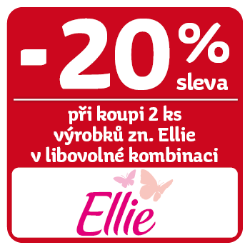 Využijte neklubové nabídky slevy 20 % při nákupu 2 ks výrobků v libovolné kombinaci značky Ellie!