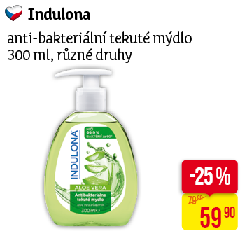Indulona - Antibakteriální tekuté mýdlo 300ml, různé druhy