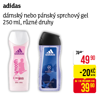 adidas - dámský nebo pánský sprchový gel 250 ml, různé druhy