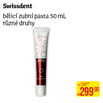 Swissdent - Bělící zubní pasta 50ml, různé druhy