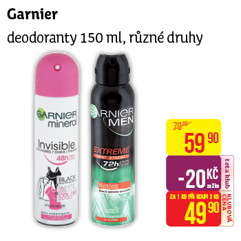 Garnier - deodoranty 150 ml, různé druhy