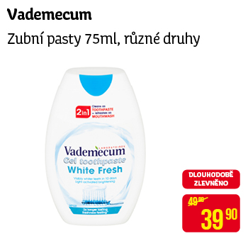 Vademecum - Zubní pasty 75ml, různé druhy