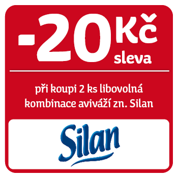 Využijte neklubové nabídky slevy 20 Kč při nákupu 2 ks libovoných produktů značky Silan!