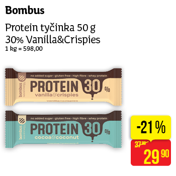 Bombus - Protein tyčinka 50 g 30% Vanilla&Crispies