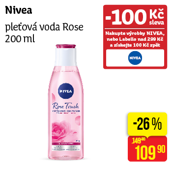 Nivea - pleťová voda Rose 200 ml