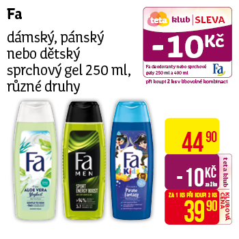 Fa - dámský, pánský nebo dětský, sprchový gel 250 ml, různé druhy