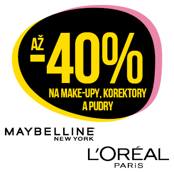 Využijte neklubové nabídky - sleva až 40% na make-upy, pudry a korektory značky Maybelline New York a L'Oréal Paris !