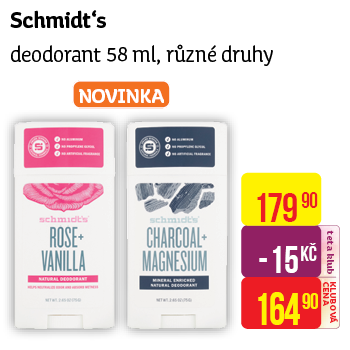 Schmidt's - deodorant 58 ml, různé druhy