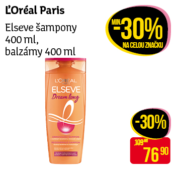 L'Oréal Paris - Elseve šampony 400ml, balzámy 400 ml
