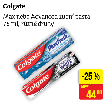 Colgate - Max nebo Advanced zubní pasta 75 ml, různé druhy