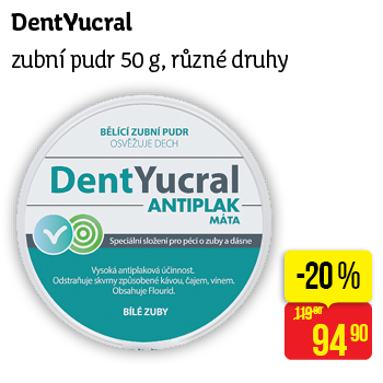 DentYucral - zubní pudr 50 g, různé druhy
