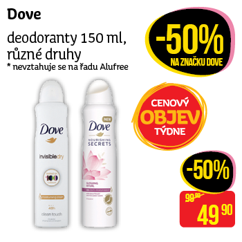 Dove - deodoranty 150 ml, různé druhy