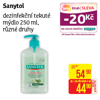 Sanytol - dezinfekční tekuté mýdlo 250 ml, různé druhy