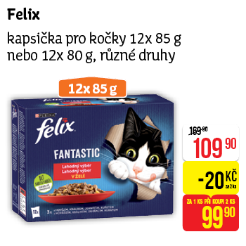 Felix - kapsička pro kočky 12x 85 g nebo 12x 80 g, různé druhy