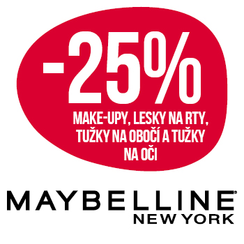 Využijte neklubové nabídky - sleva 25% na make-upy, lesky na rty, tužky na obočí a oči značky Maybelline New York !