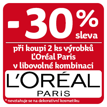 Využijte neklubové nabídky - sleva 30% na značku L'Oréal Paris při koupi 2 ks v libovolné kombinaci!