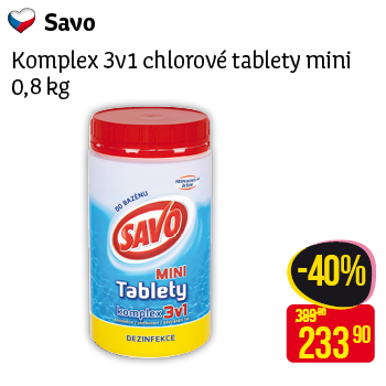 Savo - Komplex 3v1 chlorové tablety mini 0,8 kg