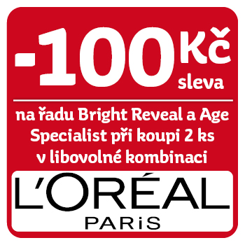 Využijte neklubové nabídky - sleva 100 Kč na vybrané výrobky značky L'Oréal Paris při koupi 2 ks v libovolné kombinaci!