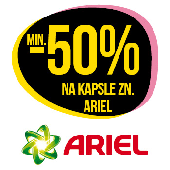 Využijte neklubové nabídky slevy min. 50% na kapsle značky Ariel!