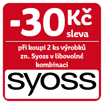 Využijte neklubové nabídky slevy 30 Kč při koupi 2 ks výrobků značky Syoss v libovolné kombinaci!