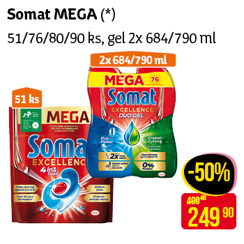 Somat MEGA - 51/76/80/90 ks, gel 2x 684/790 ml