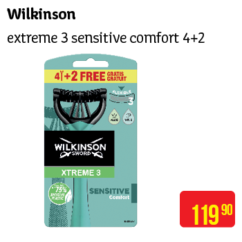 Wilkinson - extreme 3 sensitive comfort 4+2