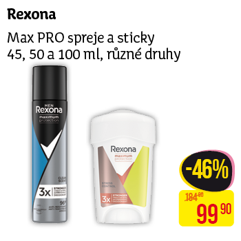 Rexona Max Pro - Spreje a Sticky 45,50,100ml, různé druhy