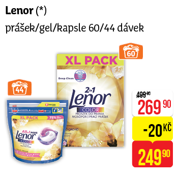 Lenor - prášek/gel/kapsle 60/44 dávek