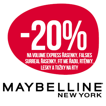 Využijte neklubové nabídky - sleva 20% na vybrané výrobky dekorativní kosmetiky Maybelline New York!