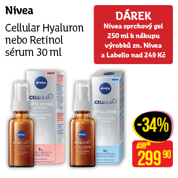 Nivea - Cellular Hyaluron nebo Retinol sérum 30 ml