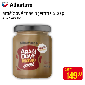 Allnature - arašídové máslo jemné 500 g