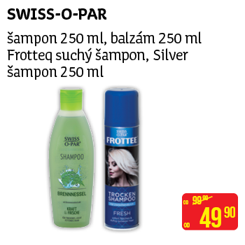 SWISS-O-PAR - šampon 250 ml, balzám 250 ml Frottee suchý šampon, Silver šampon 250 ml