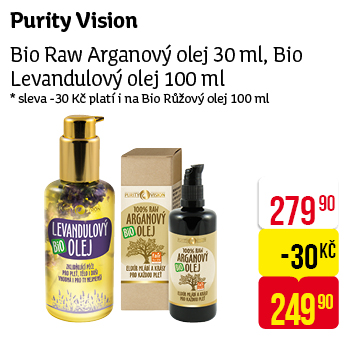 Purity Vision -  Bio Raw Arganový olej 30 ml, Bio Levandulový olej 100 ml