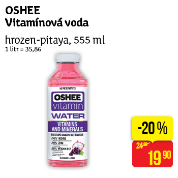 OSHEE Vitamínová voda - hrozen-pitaya, 555 ml