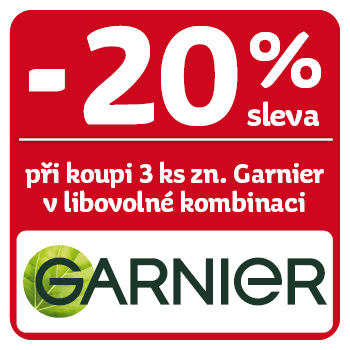 Využijte neklubové nabídky - sleva 20 % na celou značku Garnier při koupi 3 ks v libovolné kombinaci!