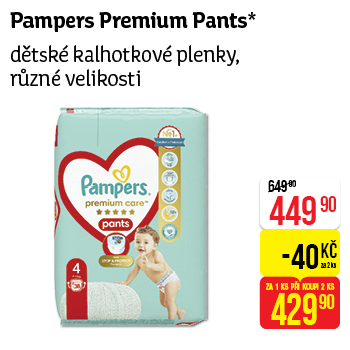 Pampers Premium Pants - dětské kalhotové plenky, různé velikosti