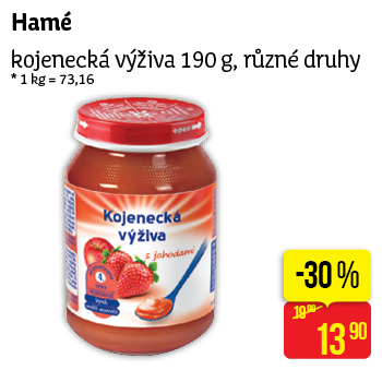 Hamé - kojenecká výživa 190 g, různé druhy