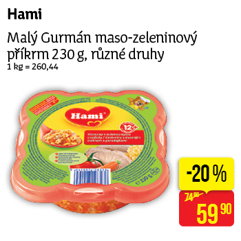 Hami - Malý Gurmán masozeleninový příkrm 230 g, různé druhy