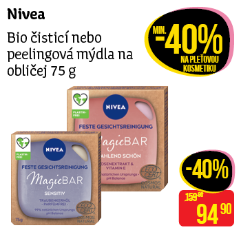 Nivea - Bio čisticí nebo peelingová mýdla na obličej 75 g